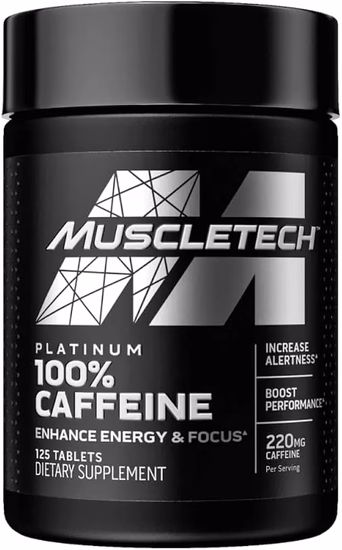 Suplemento MuscleTech Platinum 100% Caffeine 220mg 125 Cápsulas