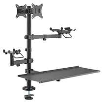 Suporte de Mesa para Monitor Duplo FTX FTX-02LD / 17"-32" / Articulado / Suporta Ate 9KG - Preto