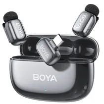Microfone Sem Fio para Smartphone Boya Mini 2-02 com USB-C - Prata