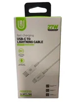 Cabo Ur U-04 27W /3.3FT/1 Metro /USB-C To Lightning - Branco (Carregamento Rápido)