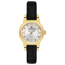 Relogio Analogico Feminino Daniel Klein DK.1.14156-3 Premium Lady / Pulseira de Couro - Preto/Dourado
