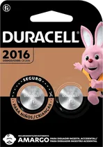 Pilhas de Lítio Tipo Botão Duracell 2016 CR2016 - 2 Unidades
