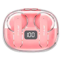 Fone de Ouvido Sem Fio FTX E80-PK com Bluetooth 6.0 / Microfone / Touch / IPX6 - Rosa