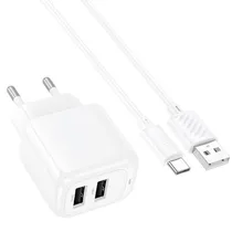 Carregador Hoco CS51A Doble Entrada USB+Cable USB-C - White (Eu)