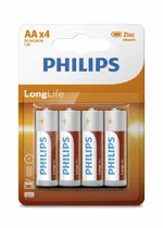 Pilha AA Philips Extra Zinc R6L4B/70 PACK-4 Orange