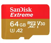 Cartão de Memória Sandisk Extreme Action Micro SD U3 64GB 2X1 - (SDSQXAH-064G-GN6AA)