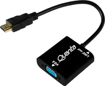 Adaptador HDMI Macho A VGA Fêmea com Áudio Quanta QTHDV34