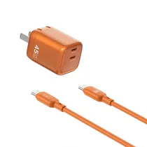 Carregador c/Cable USB-C A USB-C WI-G025 45W Naranja