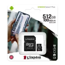 Cartão de Memória Micro SD Kingston 512GB 100MBS - SDCS2/512GB