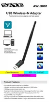 Wireless Adaptador USB Satellite AW-300 300MBPS, 2.4GHZ, com Antena