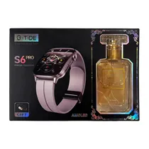 Smartwatch G-Tide S6 Pro com Tela Curva Amoled 1.95 / IP68 / 300 Mah - Gold + Perfume Ambos