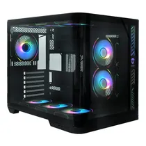Gabinete Gamer, Aquario, Sate K910, Mid Tower, Argb, ATX, Frontal e Lateral Vidro Temperado, 9X Fans, Preto 120MM Argb
