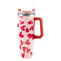 Copo Térmico Quencher H.2 Tumble A-208 - 1200ML - com Canudo - Pink Coração