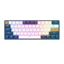 Teclado Mecanico com Fio 60% Royal Kludge RK61 Single-Mode IBM63K-Por, USB-A/USB-C, RGB, Switch Red, Portugues, Klein Blue