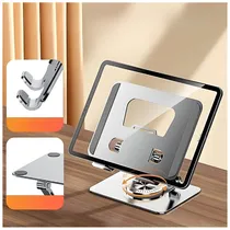 Soporte p/Notebook Metal 360 Giratorio Gris