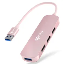 Hub Adaptador Multiporta 4LIFE FL4U-Asp USB-A / 4 Em 1 / 4X USB-A 3.0 - Rosa