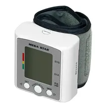 Aparelho de Pressão Digital para Pulso Megastar HT520 Tela LCD - Branco/Cinza