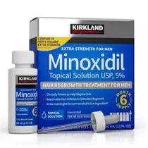 Solução Capilar Kirkland Minoxidil Original 5% para Crescimento de Barba e Cabelo - 6 X 60ML