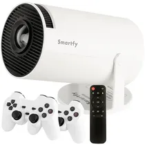 Game Projetor Smartfy PJ01W / com 2 Controles / HDM / USB / 4K / Wi-Fi / Bivolt - Branco