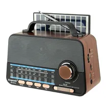 Rádio Portátil Ecopower EP-F316 - AM/FM - Bluetooth - Aux - Painel Solar - Marrom