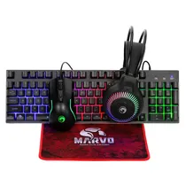 Kit Gamer Marvo Loot 40 CM416 Teclado + Mouse + Headset + Mousepad - Preto