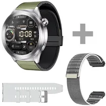 Relógio G-Tide R80 Pro com Bluetooth - Prata/Verde + 2 Pulseiras