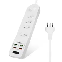 Filtro de Linha / Extensão Elétrica Keen KEC-02 com 4 Tomadas + 4 Tomadas USB-A / 2500W / 10A / 250V - Branco