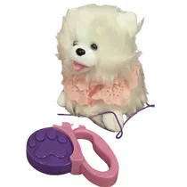 Cachorro de Pelúcia MZ-089 - Branco/Rosa