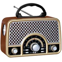 Rádio Portátil Megastar RX2154BTG 600 Watts com Bluetooth Bivolt - Marrom/Dourado