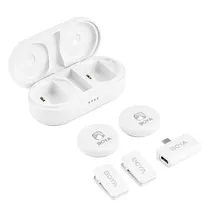 Microfone Lapela Boya Omic-U USB-C Sem Fio para Smartphone - Branco (2TX+1RX)