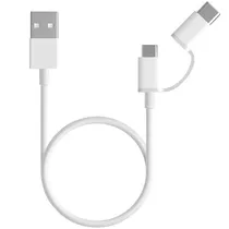 Cabo Xiaomi SJX01ZM - 2 Em 1 - 30CM - Borracha - Branco