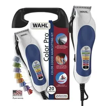 Máquina de Cortar Cabelo Wahl Color Pro 79300-1118 - 20 Em 1 - 220V - Branco e Azul