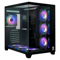 Gabinete Gamer, Aquario, Sate K900, Mid Tower, Argb, ATX, Frontal e Lateral Vidro Temperado, 7X Fans, Preto 120MM Argb