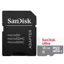 Cartão de Memória Sandisk Ultra, 16GB, Micro SDHC, C10, 80MB/s, SDSQUNR-016G-GN3MA