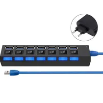 Original Hub USB 3.0 7 Puertos Con Fuente Negro