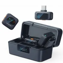 Microfone Sem Fio Via Satélite A-MK205 Tipo C + Lightning - Preto