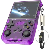 Console Portátil R36XX 128GB de 3.5" com 21.000 Jogos - Roxo Transparente