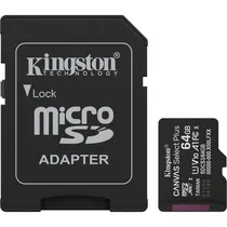 Cartão de Memória Kingston SDCS3/64GB Canvas Select Plus - 64GB - Micro SD com Adaptador - 100MB/s
