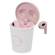 Fone de Ouvido Yookie Coffee Cup YKS052 Wireless Branco Rosa