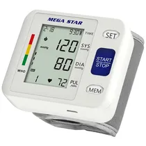 Medidor de Pressao Digital Megastar HT570 para Pulso / Tela LCD - Branco/Cinza