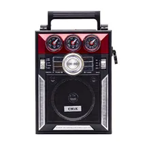 Rádio Cmik MK-938 com AM, FM, Entrada USB, SD/MC, Microfone, Controle Remoto, Recarregável - Vermelho