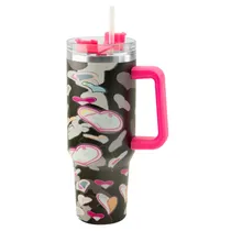 Copo Térmico Quencher H.2 Tumble A-208 - 1200ML - com Canudo - Preto e Pink