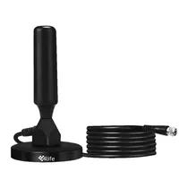 Antena Digital Interna 4LIFE FLDTV150 HDTV / com Cabo 5 Metros / Base Magnética Antiderrapante - Preto