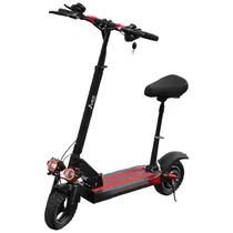 Patinete Elétrico Audisat M4 350 Watts Rodas de 10" Até 32 KM/H Capacidade 150 KG Autonomia 25 KM - Preto/Vermelho (1 Mês de Garantia)