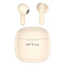 Fone de Ouvido Sem Fio FTX E68-BG com Bluetooth 6.0 / Microfone / Touch / IPX6 - Bege