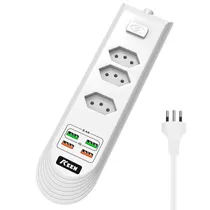 Filtro de Linha / Extensão Elétrica Keen KEC-01 com 3 Tomadas + 4 Tomadas USB-A / 2500W / 10A / 250V - Branco