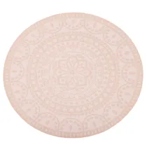 Individual de Mesa Redondo de Tela Marrom com Branco Mandala