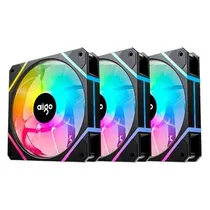 Cooler Fan de Gabinete Kit com 3, Aigo Darkflash AM12 Pro, Argb, Argb 3-Pinos/PWM 4-Pinos, 120MM, Sem Controlador, Preto