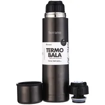 Garrafa Térmica Terrano Bala - 750ML - com Tampa Tipo Mola - Preto Metálico