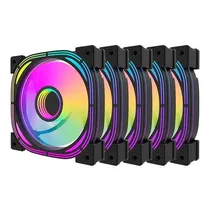 Cooler Fan de Gabinete Kit com 5, Aigo Darkflash Inf 24 Pro, Argb 5V, Argb 3-Pinos/PWM 4-Pinos, 120MM, Sem Controlador, Preto